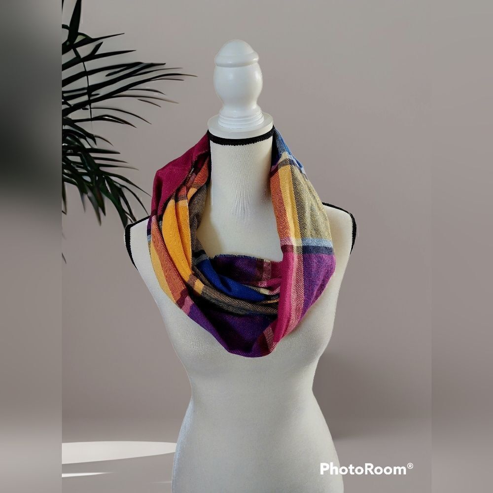 5/$20 Multicolored plaid infinity scarf - Picture 2 of 4